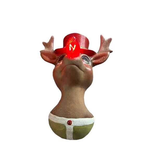 Rudolph Electrified Wall Lamp Light Vintage Christmas Holiday Wall Decor MCM 8” - Picture 3 of 9